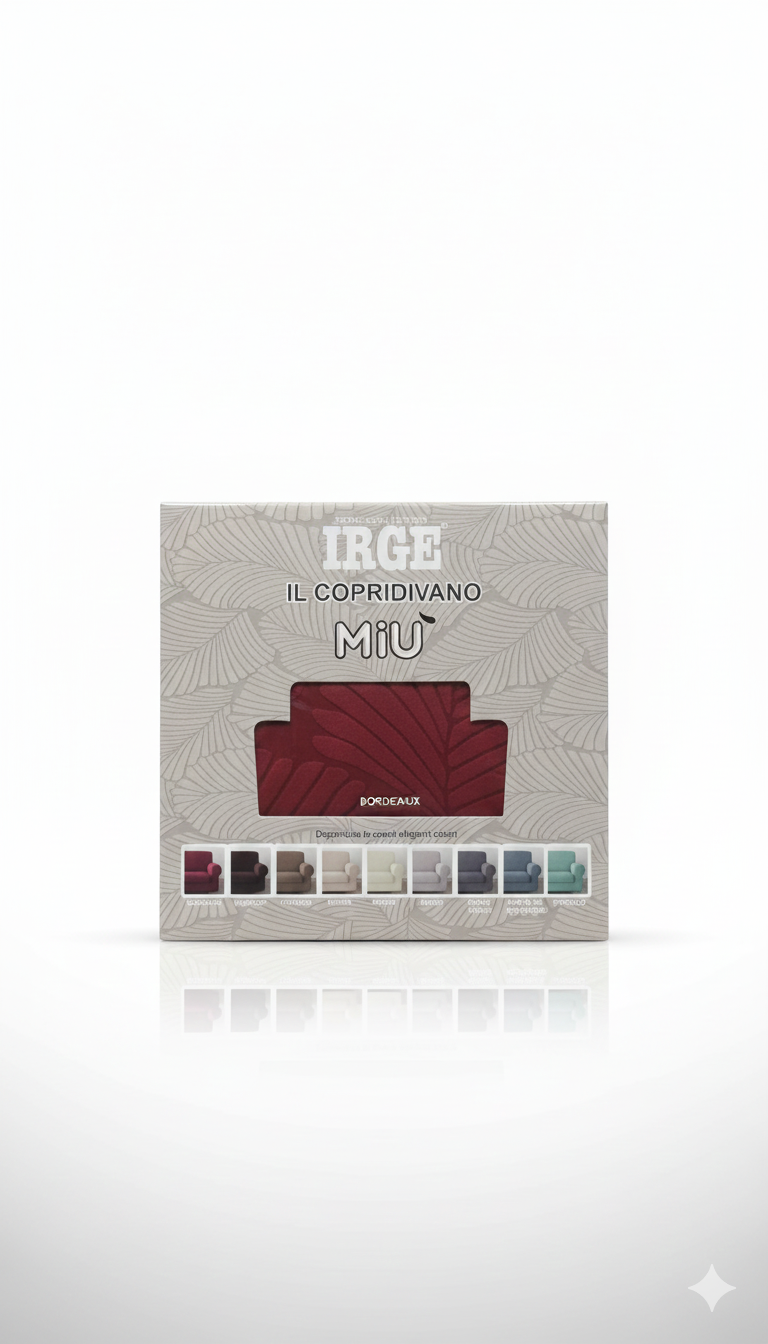 Irge Copridivano MIU Elasticizzato Tinta Unita | Tessuto Moderno Antisfilo | Vestibilità Sartoriale 2, 3, 4 Posti | Protezione Totale Pet Friendly