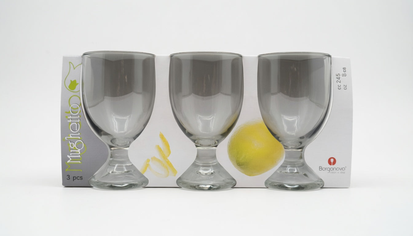 Borgonovo Mughetto Set 3 Calici Acqua 245ml | Vetro Pressato Made in Italy | Calici Resistenti per Tavola Rustica e Quotidiana