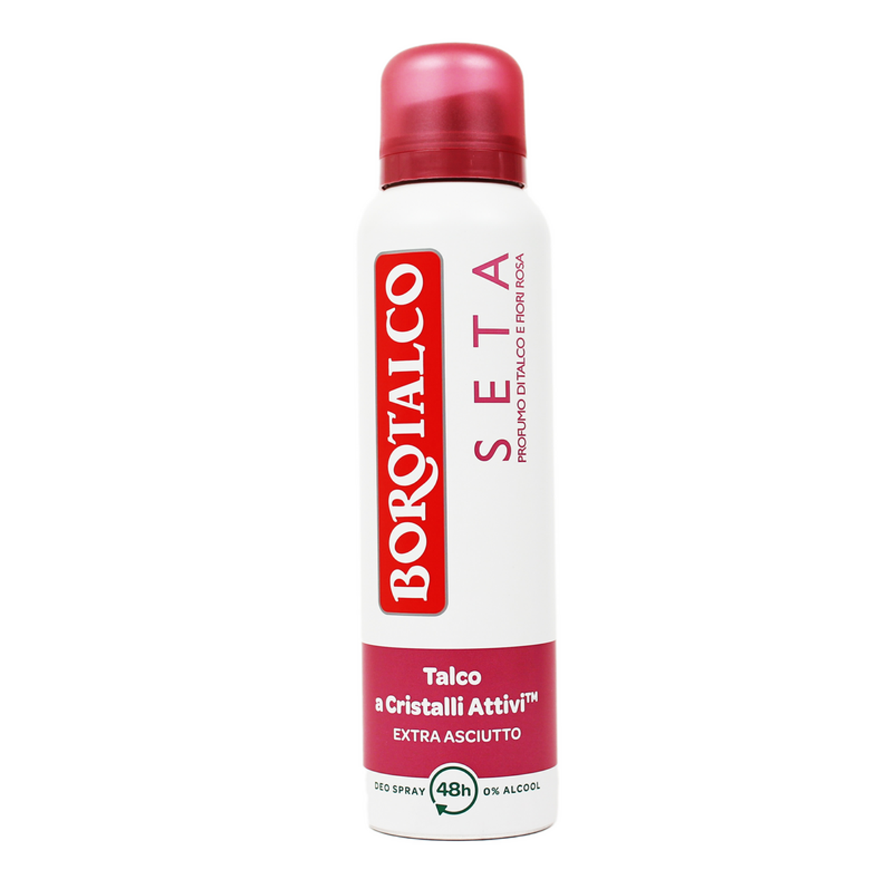 BOROTALCO Seta Deodorante Spray 150ml | Extra Asciutto 48h | Talco a Cristalli Attivi™ e Vegetale | Profumo Fiori Rosa