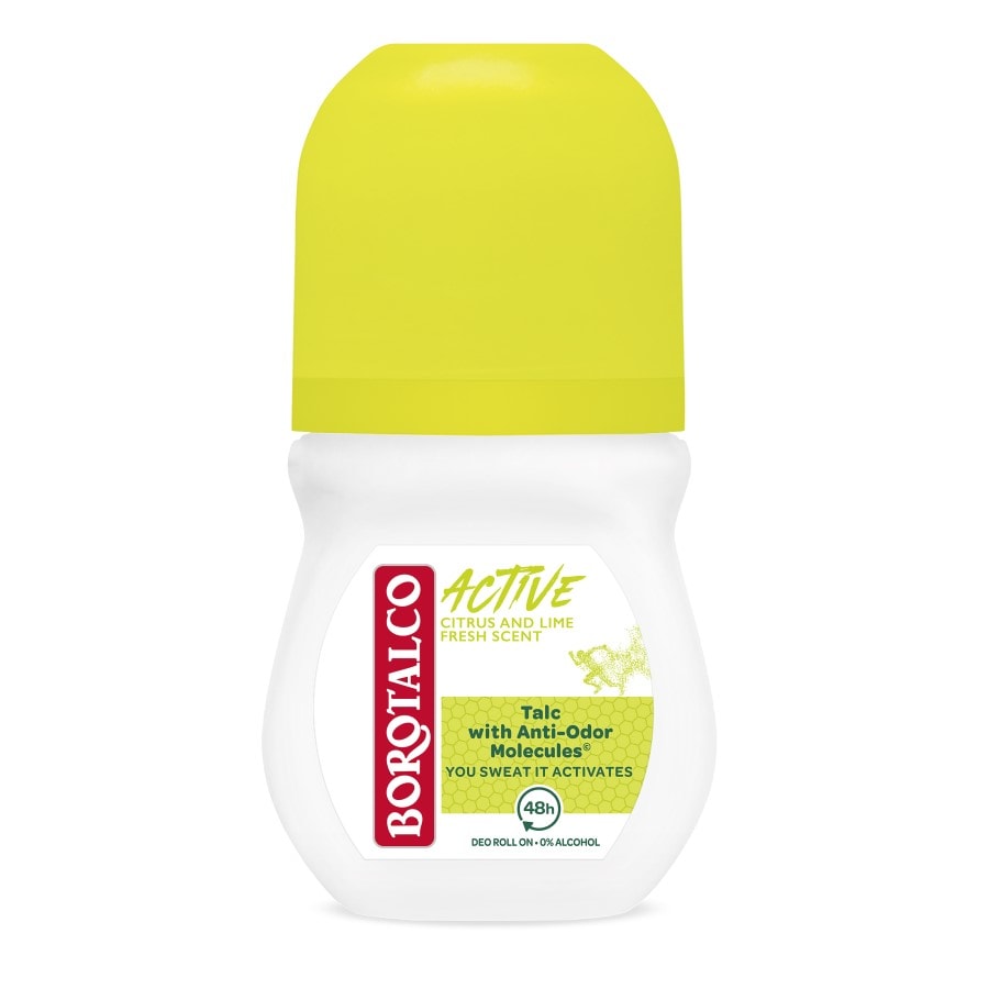 Borotalco Active Roll-On 50ml | Deodorante Cedro e Lime | Microcapsule Attive 48h | 0% Alcool Protezione Dinamica