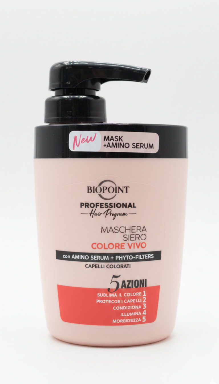 Biopoint Professional Maschera Siero Colore Vivo 300ml – Trattamento Intensivo con Amino Serum e Phyto-Filters