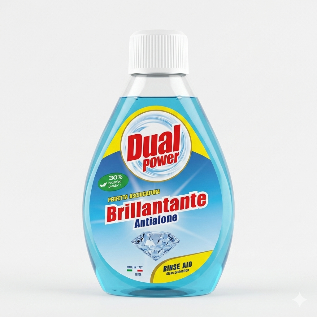 Dual Power Brillantante Lavastoviglie 300ml | Formula 3-in-1 Brillantezza Estrema, Asciugatura Rapida e Neutralizza Odori