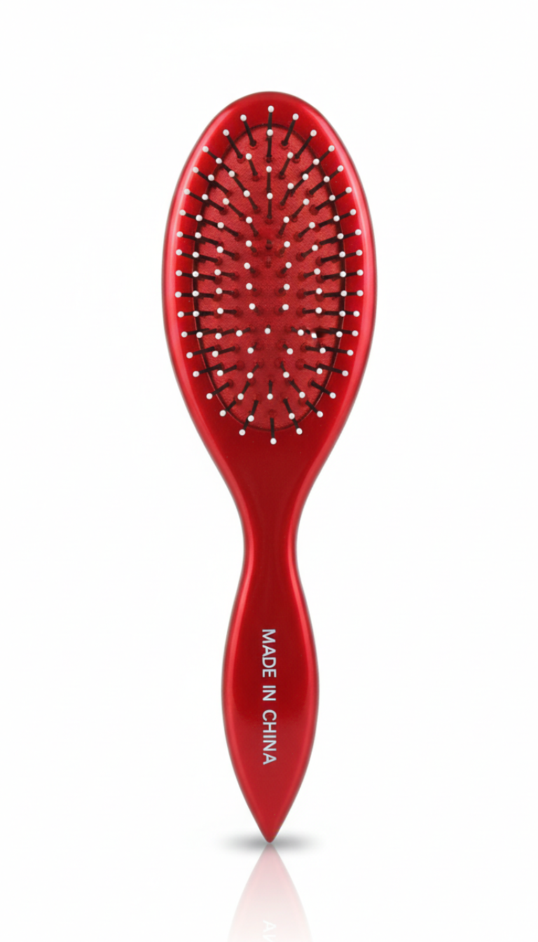 Camini Spazzola per Capelli in Legno Rosso Art. 87235 | Design Classico Ovale con Punte Arrotondate | Azione Districante e Volumizzante | Ideale per Uso Quotidiano