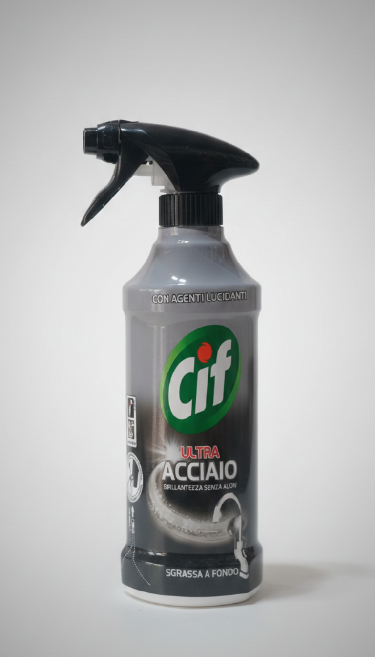 Cif Ultra Acciaio Spray Trigger 500ml – Sgrassatore Lucidante Anti-Aloni per Inox