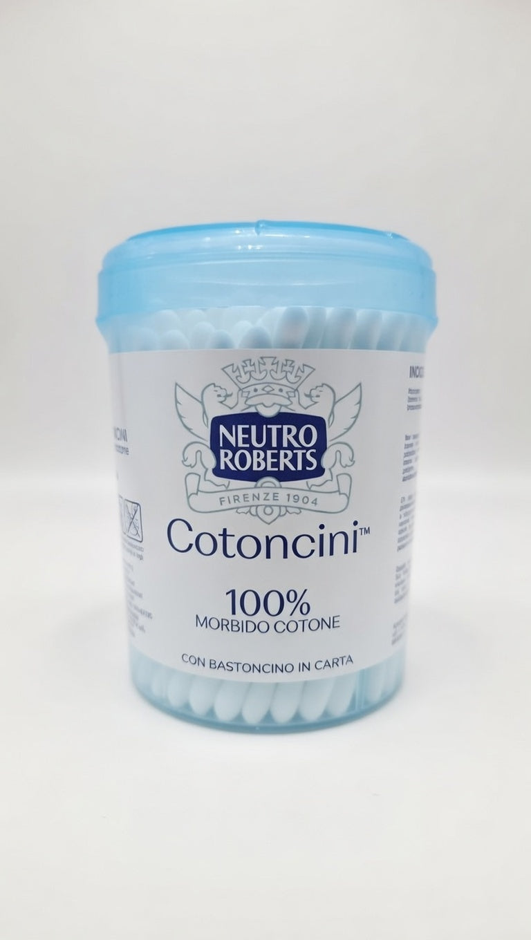 Neutro Roberts Cotoncini 100 Bastoncini Biodegradabili | 100% Cotone e Camomilla | Extra Delicati per Bambini e Pelli Sensibili