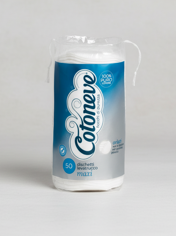 COTONEVE Maxi Dischetti Levatrucco Tondi – 50 Pezzi in 100% Puro Cotone Orlato – Tecnologia Anti-Sfilacciamento e Zero Pelucchi