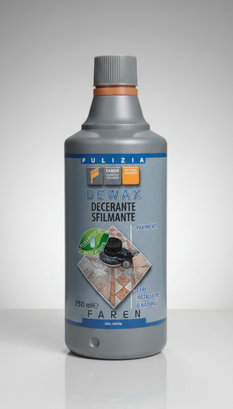 FAREN DEWAX Decerante Sfilmante Professionale 750ml | Rimuove Cere Naturali, Sintetiche e Metalliche | Formula Ecologica a Base Acqua per Marmo e Granito | Azione Rapida e Profumata
