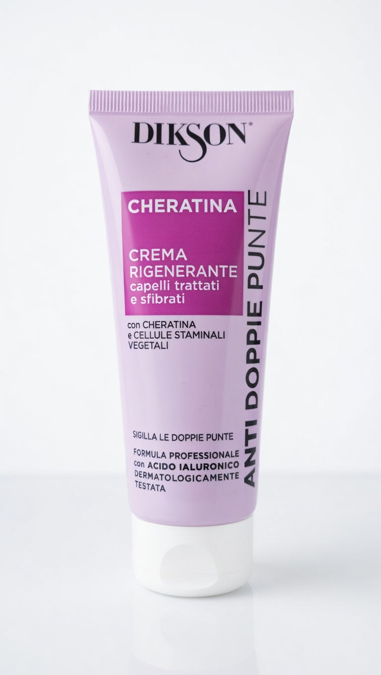 Dikson Crema Ristrutturante Professionale 75 ml trattamento intensivo con cheratina e cellule staminali vegetali per capelli sfibrati, trattati e danneggiati, crema ristrutturante ad azione profonda 3 in 1 che ripara la fibra capillare, aumenta la resistenza e dona effetto seta, morbidezza e brillantezza effetto specchio