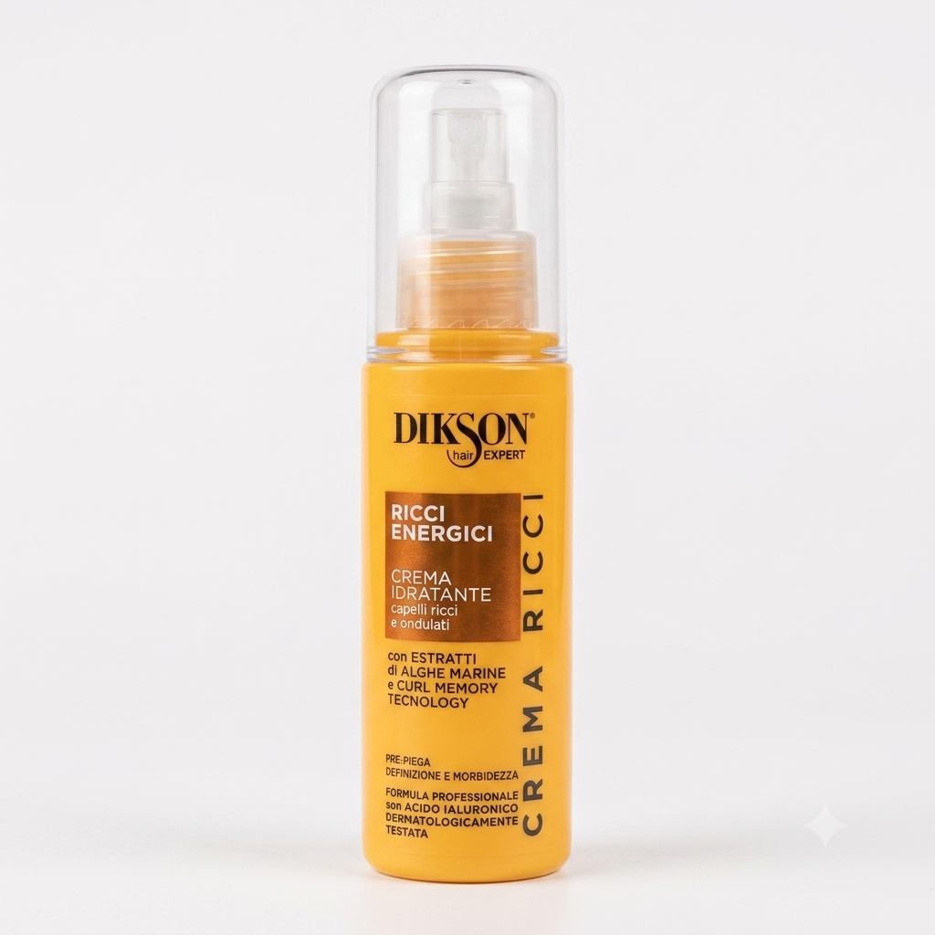 Dikson Ricci Energici Crema Idratante 100 ml per capelli ricci e ondulati con Curl Memory Technology e alghe marine azione anticrespo e antiumidità senza siliconi