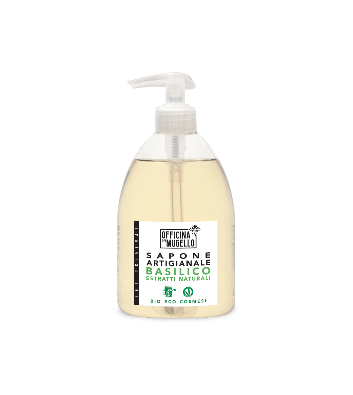 Officina del Mugello Sapone Artigianale Basilico 500ml | Bio Eco Cosmesi AIAB | Sapone Liquido Tonificante con Olio di Oliva