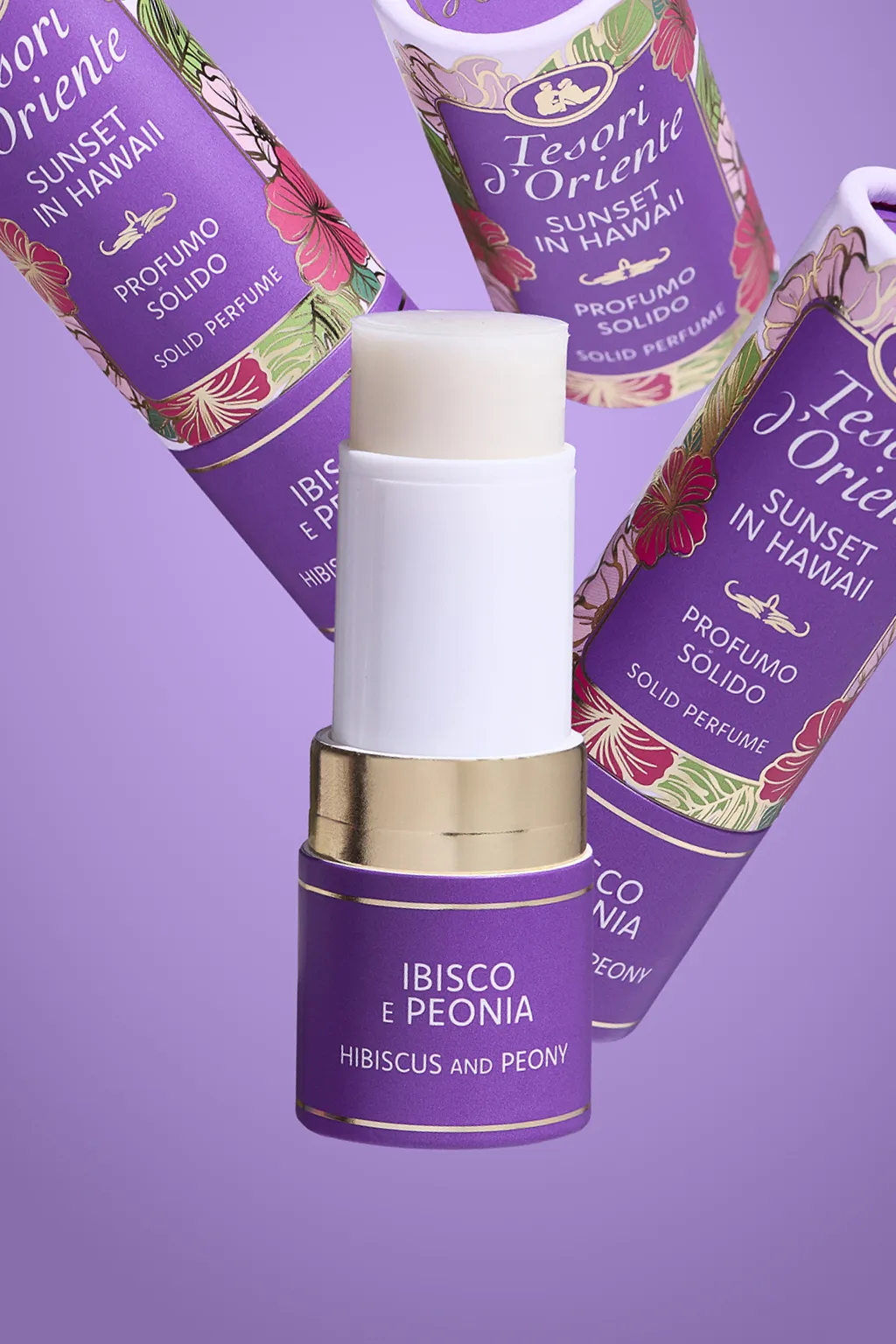 Tesori d'Oriente Sunset in Hawaii Profumo Solido Ibisco & Peonia 7 ml – Fragranza Donna da Borsetta
