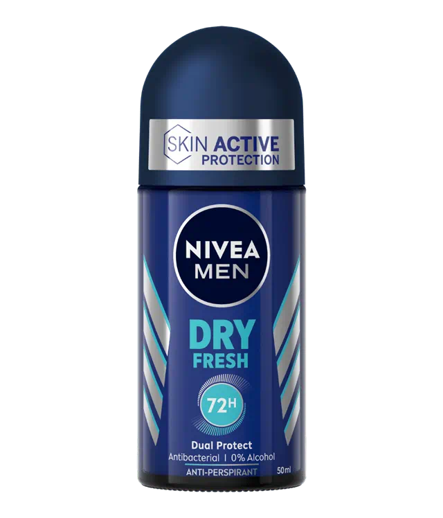 NIVEA Men Dry Fresh Roll-On 50ml – Deodorante Antitraspirante 72h con Formula Dual Active e 0% Alcool