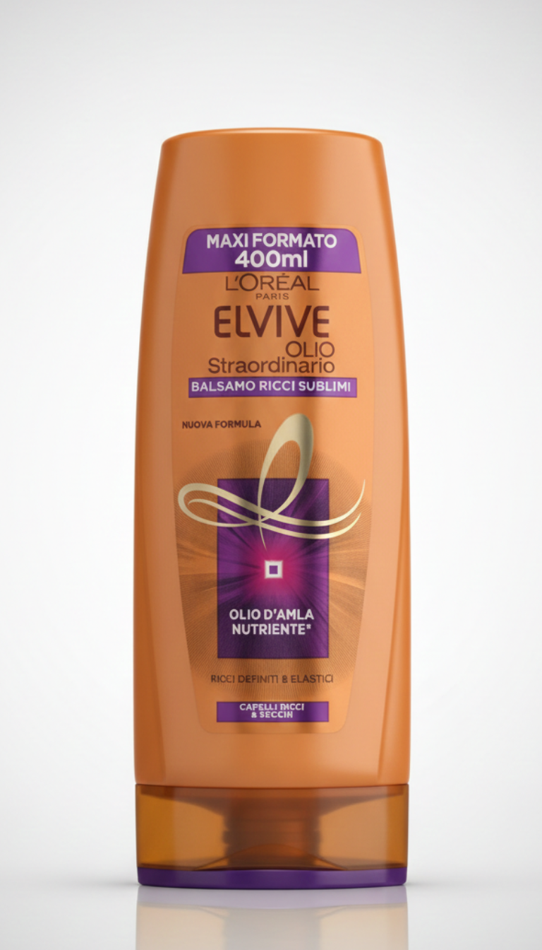 Balsamo L'Oréal Elvive Olio Straordinario 400ml con oli marula e camelia, nutrizione capelli ricci e secchi