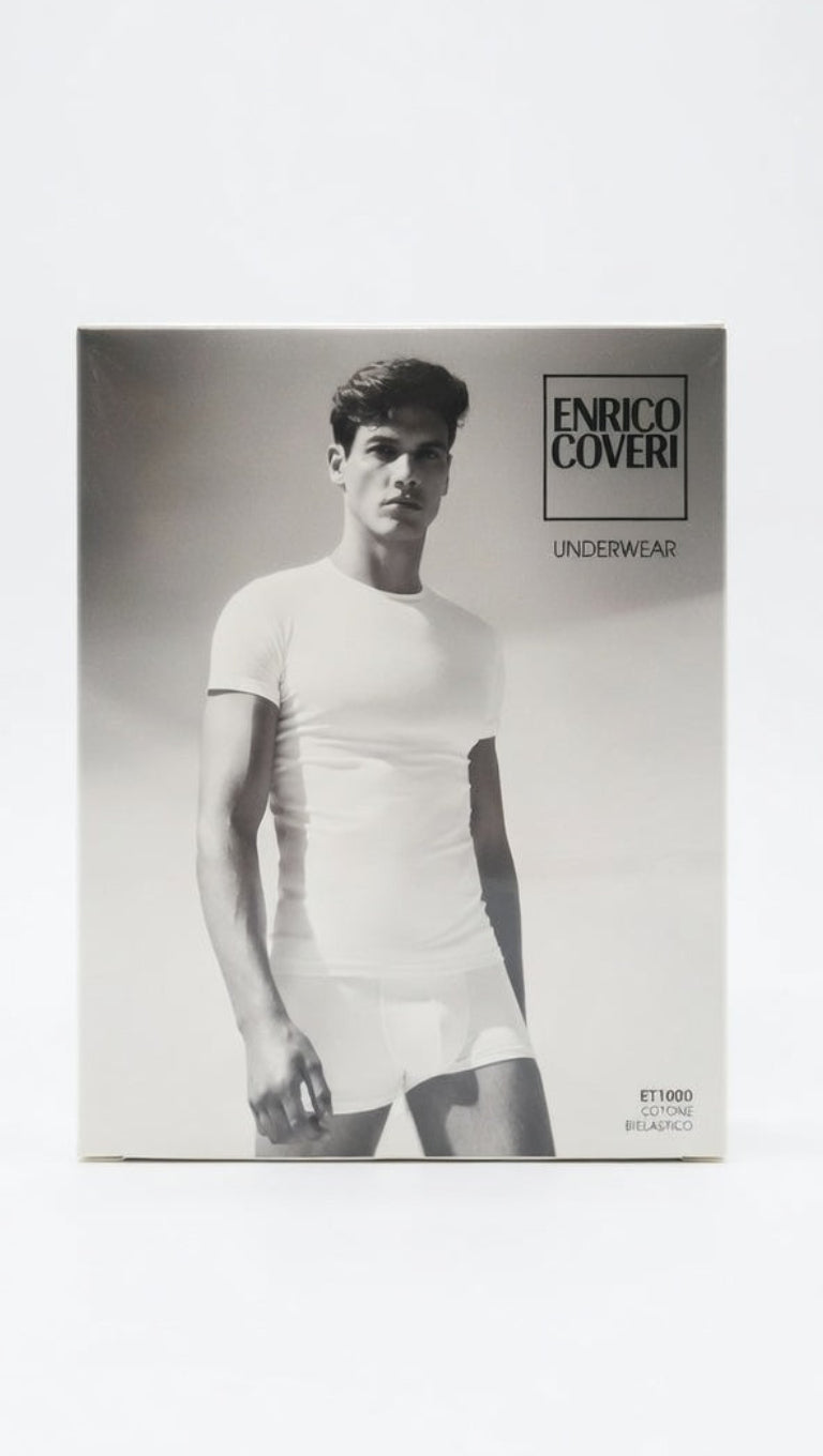 Enrico Coveri Underwear | Maglia Intima Uomo Mezza Manica Girocollo | Cotone Bioelastico Alta Qualità | Sottogiacca Comodo ET1000