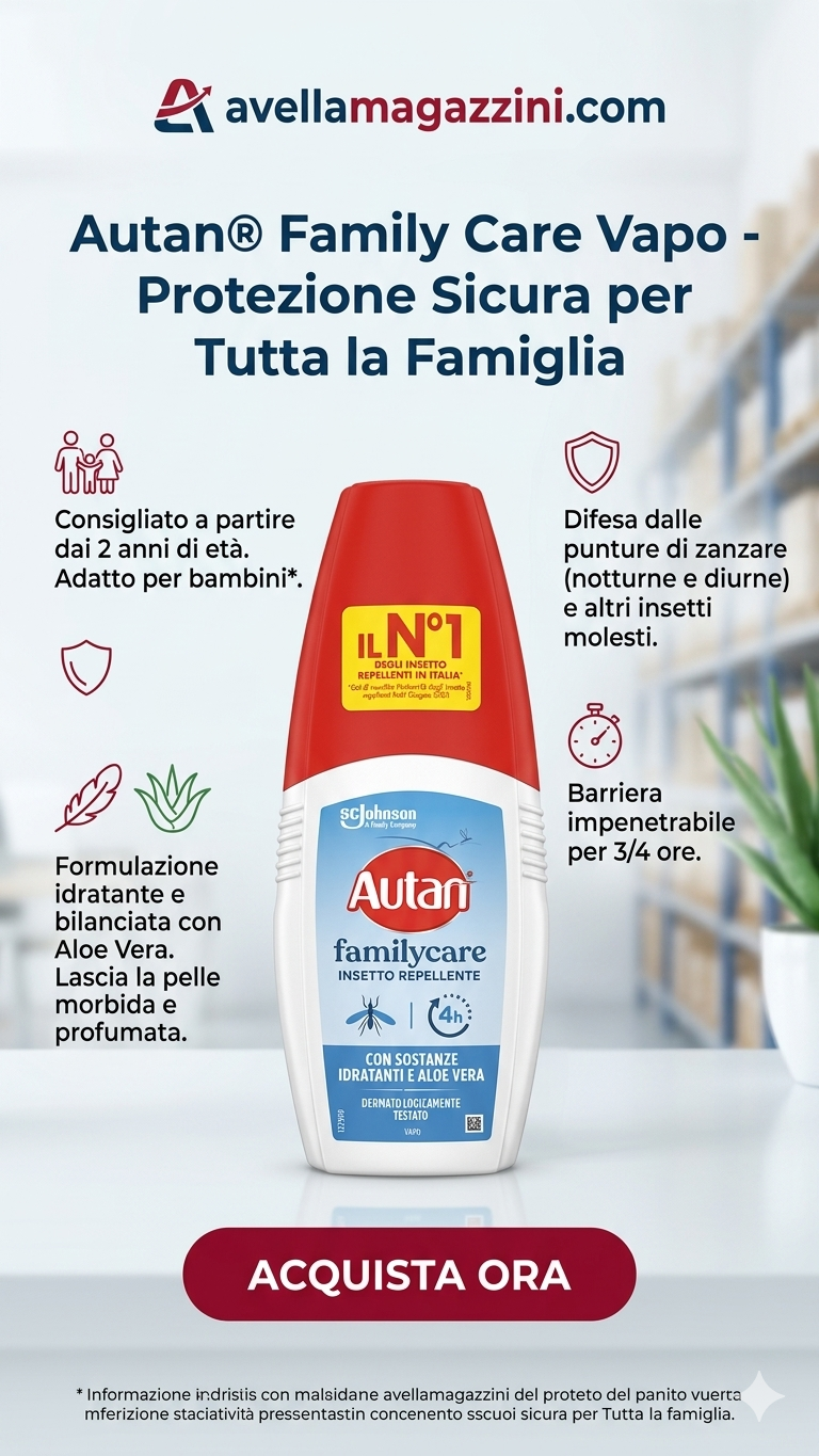 Autan Family Care Vapo 100ml | Repellente Antizanzare con Aloe Vera | Protezione 4 Ore per Adulti e Bambini | Presidio Medico Chirurgico