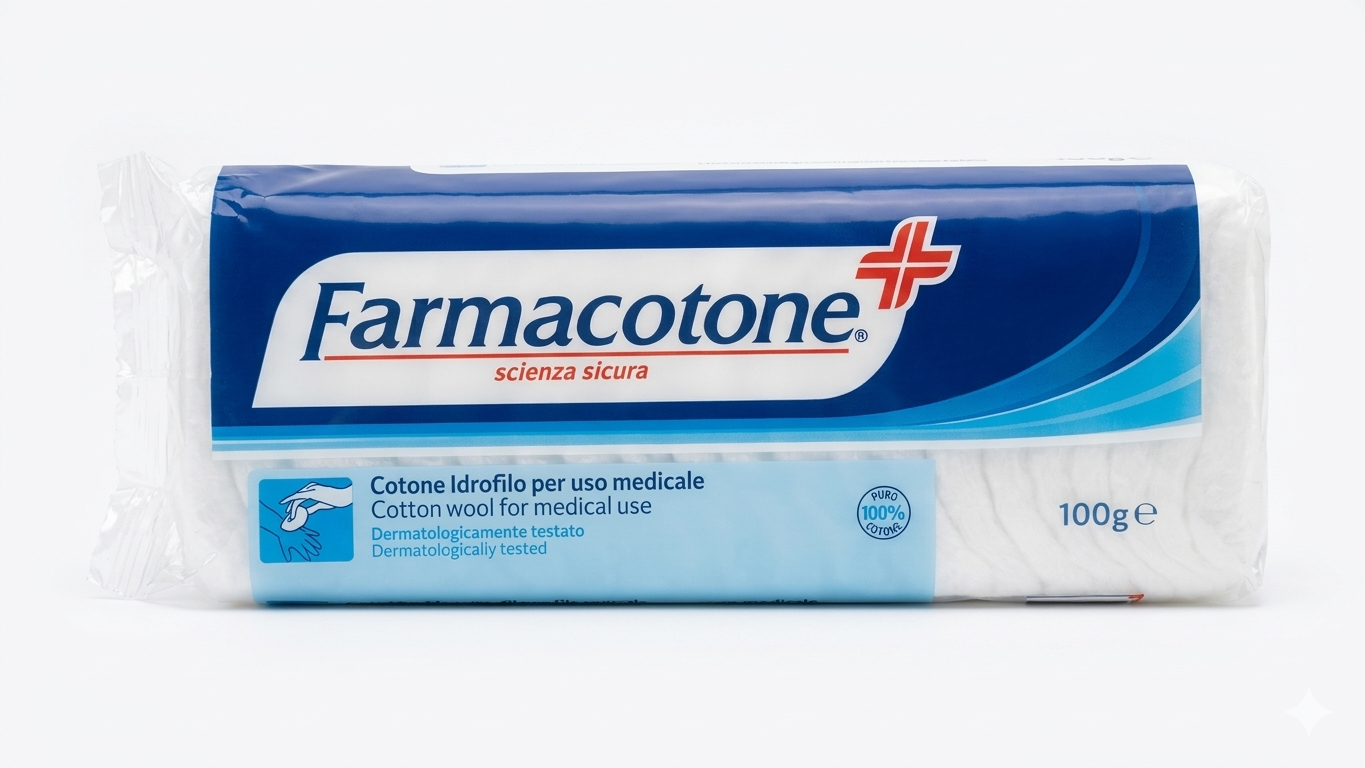 FARMACOTONE Cotone Idrofilo 100g – Puro Cotone Ipoallergenico per Uso Medicale – Dermatologicamente Testato e Biodegradabile