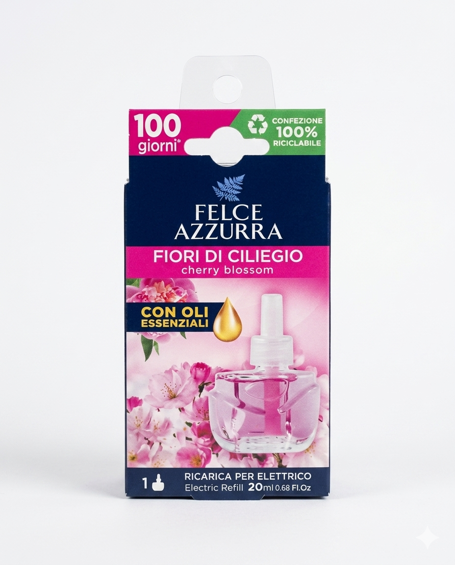 Felce Azzurra Ricarica Diffusore Elettrico 20ml – Varie Fragranze Paglieri – Tecnologia a Rilascio Graduale – Fino a 60 Giorni di Profumo Persistente