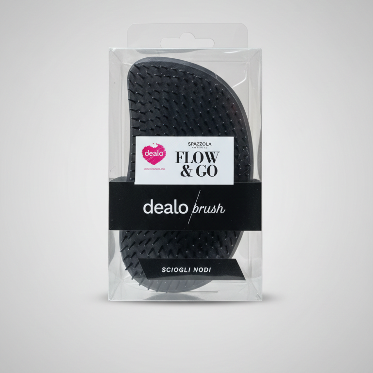 Dealo Spazzola Flow & Go Sciogli Nodi | Districante Professionale per Capelli Asciutti e Bagnati | Design Compatto ed Ergonomico | Anti-Rottura