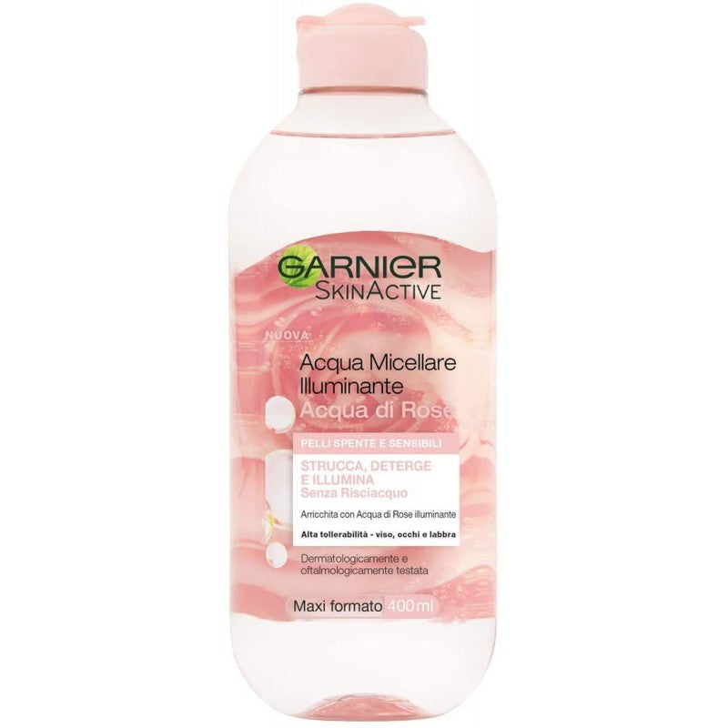 Garnier Acqua Micellare Illuminante Acqua di Rose 400ml – Strucca, Deterge & Illumina Pelli Spente e Sensibili