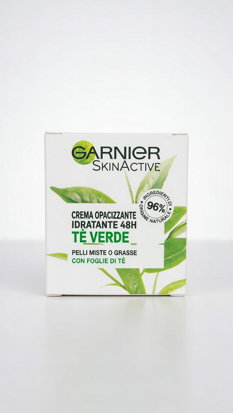 Garnier SkinActive Crema Opacizzante Idratante 48H al Tè Verde 50ml – Per Pelli Miste e Grasse – Idratazione Opacizzante Senza Siliconi