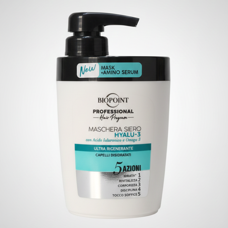 Biopoint Professional Maschera Hyalu-3 300ml – Trattamento Intensivo 5 Azioni con Acido Ialuronico e Omega 3