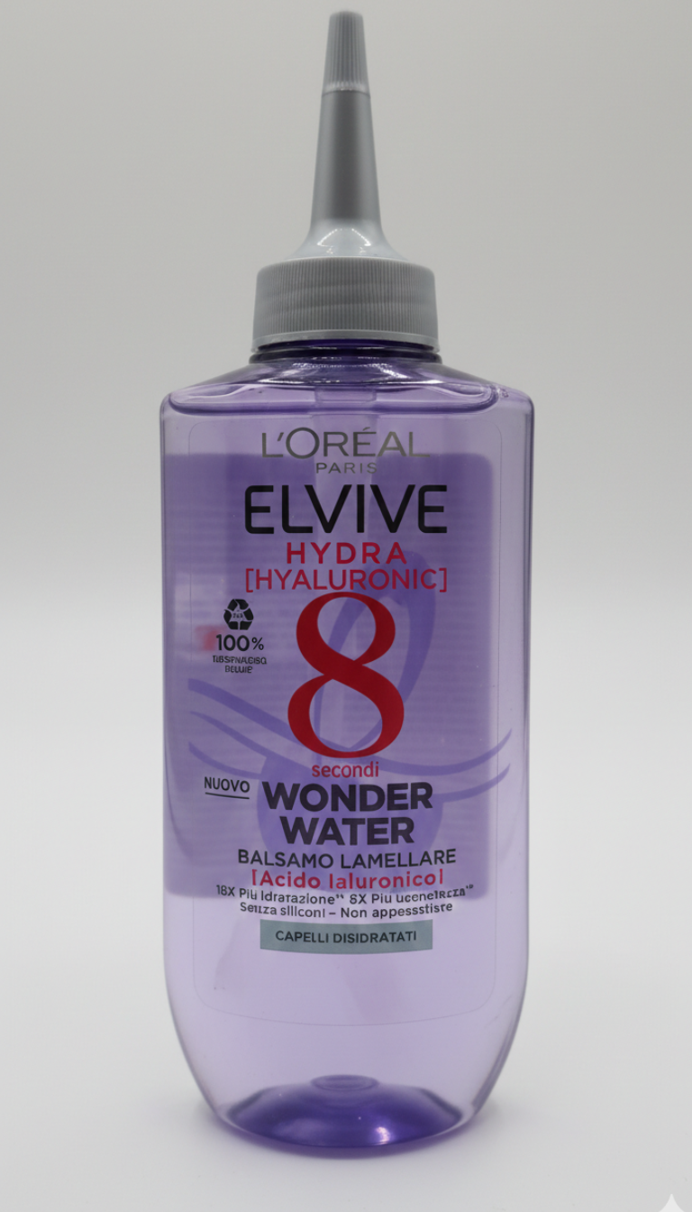 L'Oréal Elvive Hydra Hyaluronic Wonder Water 200 ml – Balsamo Lamellare Idratante Istantaneo con Acido Ialuronico – Azione 8 Secondi per Capelli 18x Più Idrati
