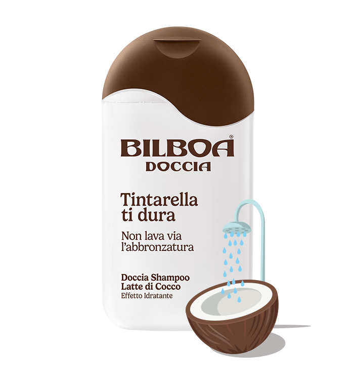 Bilboa Doccia Shampoo Latte di Cocco 220 ml | Prolunga l'Abbronzatura | Con Aloe Vera Idratante | Azione Delicata per Pelle e Capelli