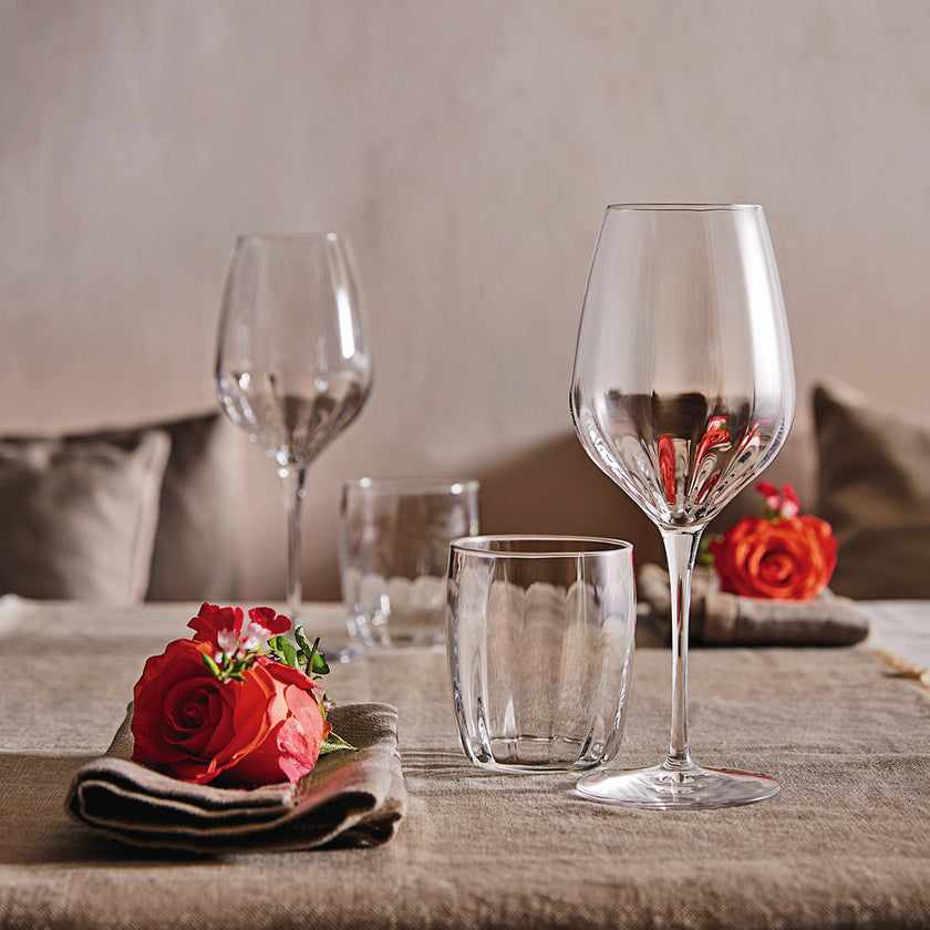 Bormioli Rocco Set 8 Pezzi Serie Incontri | 4 Calici Vino + 4 Bicchieri Acqua | Vetro Star Glass con Righe Verticali – Eleganza Tavola Made in Italy