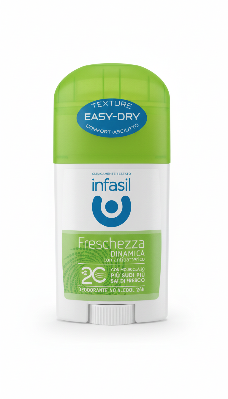 Infasil Freschezza Dinamica Deodorante Stick 40ml | Molecola 2C & Antibatterico | Efficacia 24H | No Alcool