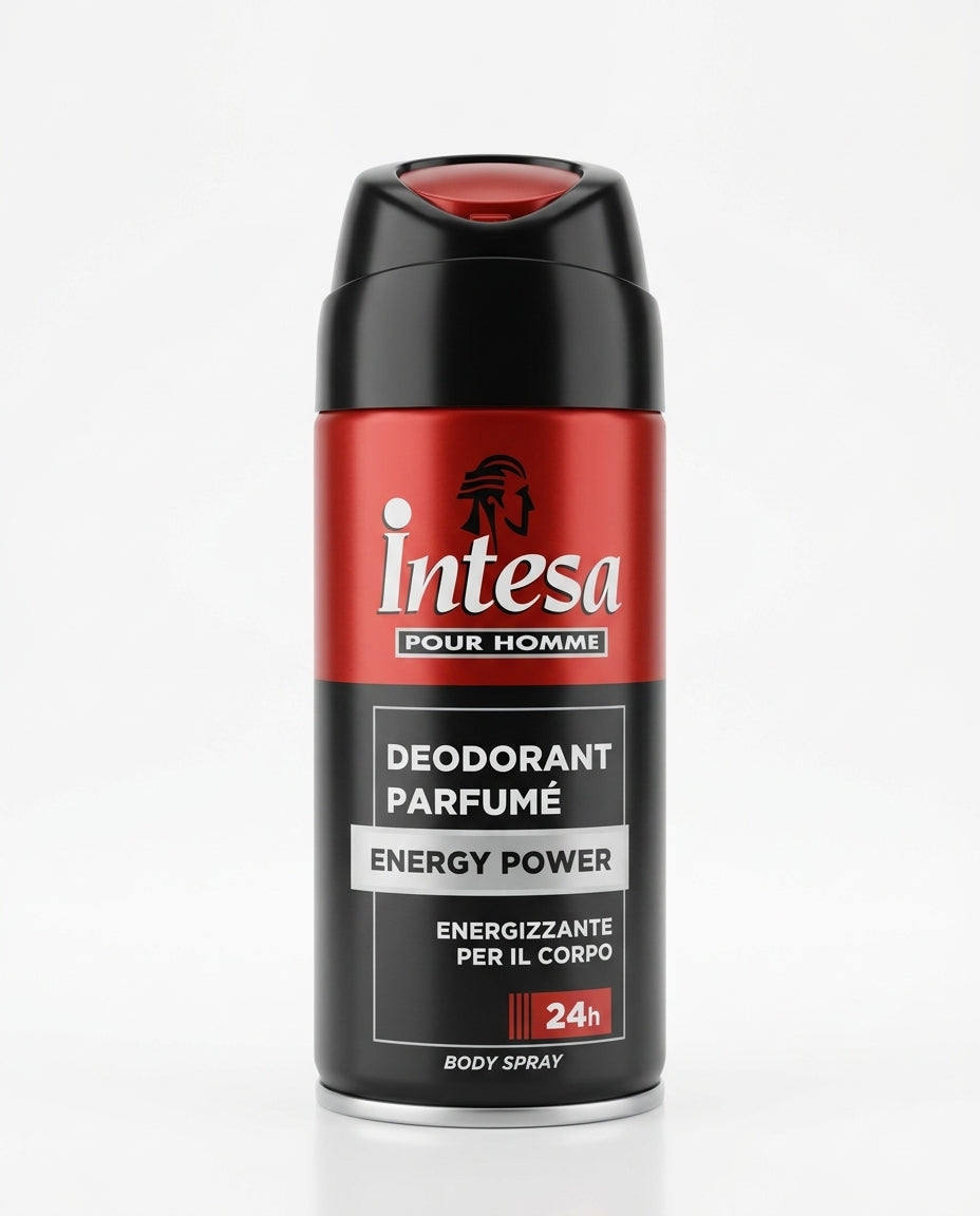 Intesa Pour Homme Energy Power Deodorante Spray 150 ml Alluminio – Freschezza Energizzante 24h Senza Sali di Alluminio