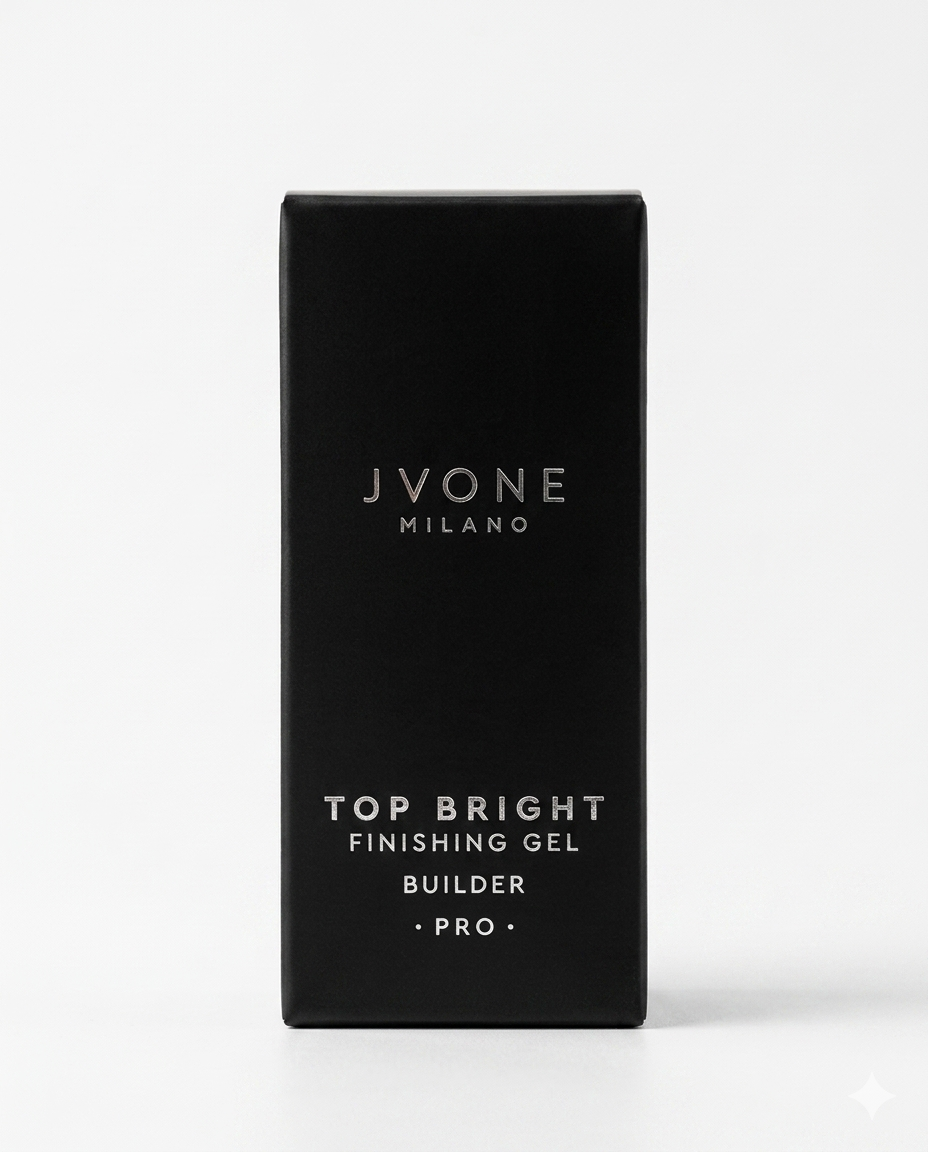 Jvone Milano Top Bright Finishing Gel Builder Pro 15ml – Gel Sigillante Finale con Dispersione ad Alta Viscosità per Ricostruzione Gel e Acrilico