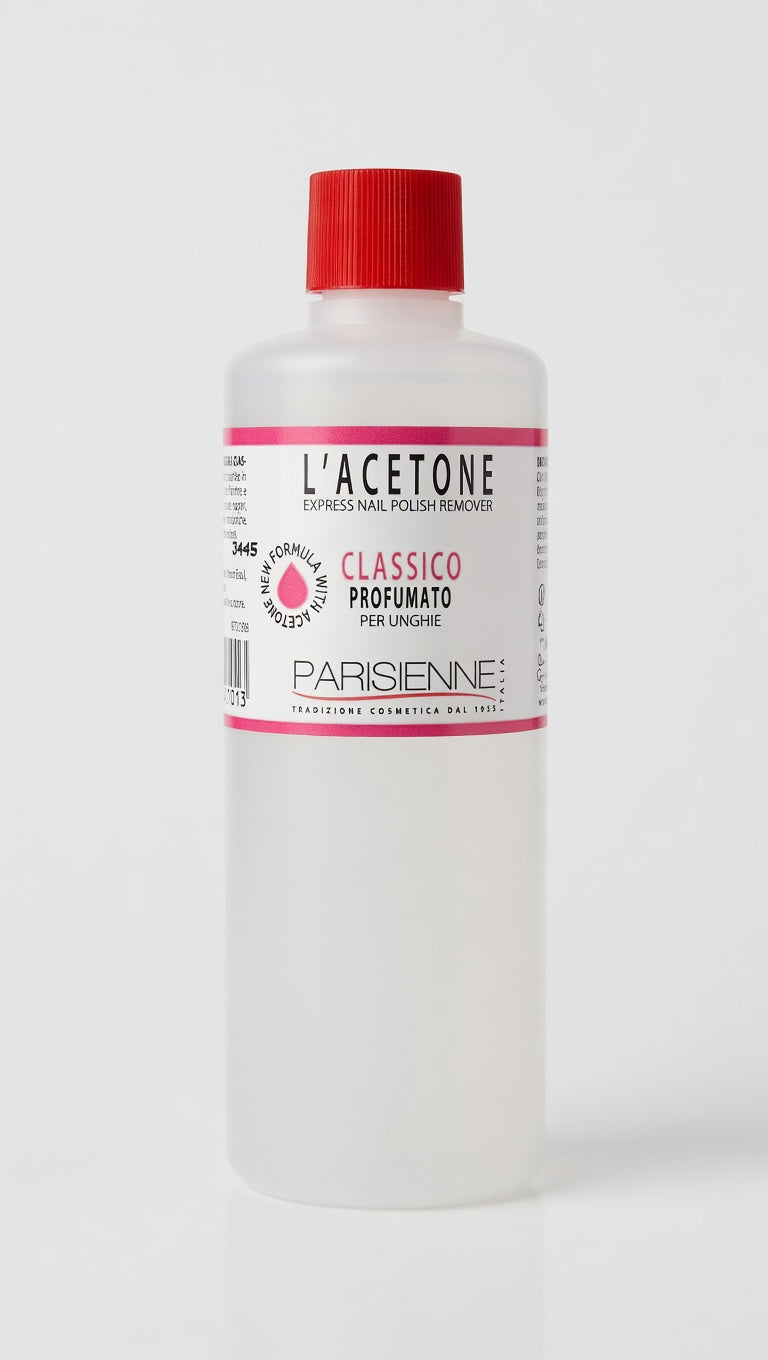 Parisienne L'Acetone Classico Profumato per Unghie 125 ml | Express Nail Polish Remover | Solvente Tradizionale Rapido | Qualità Professionale dal 1955