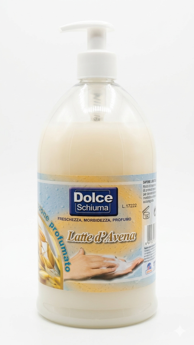 Dolce Schiuma Latte d'Avena Sapone Liquido Emolliente Maxi Formato 1000 ml – Idratazione Profonda e Convenienza Professionale