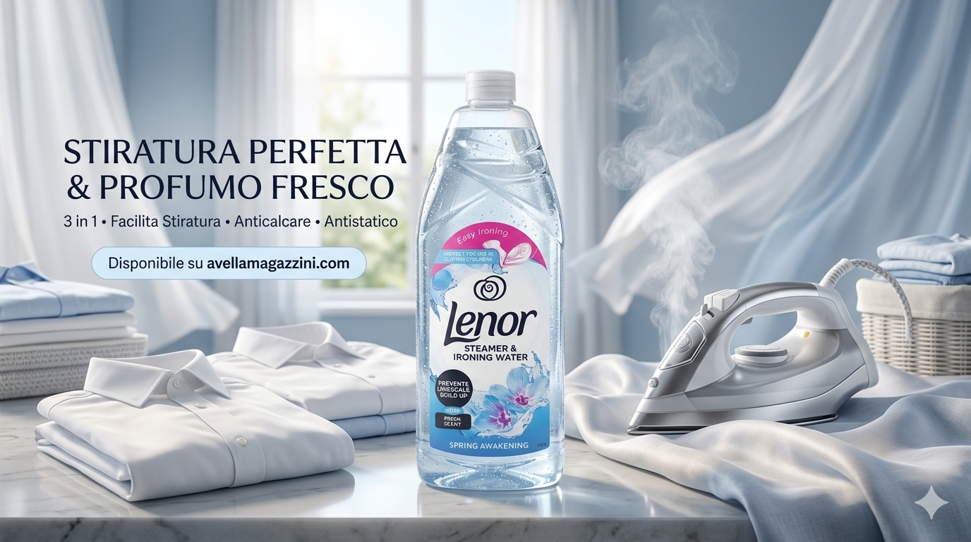 Lenor Acqua Profumata per Stirare 1L Spring Awakening – Tripla Azione: Stiratura Facile, Anticalcare e Antistatico