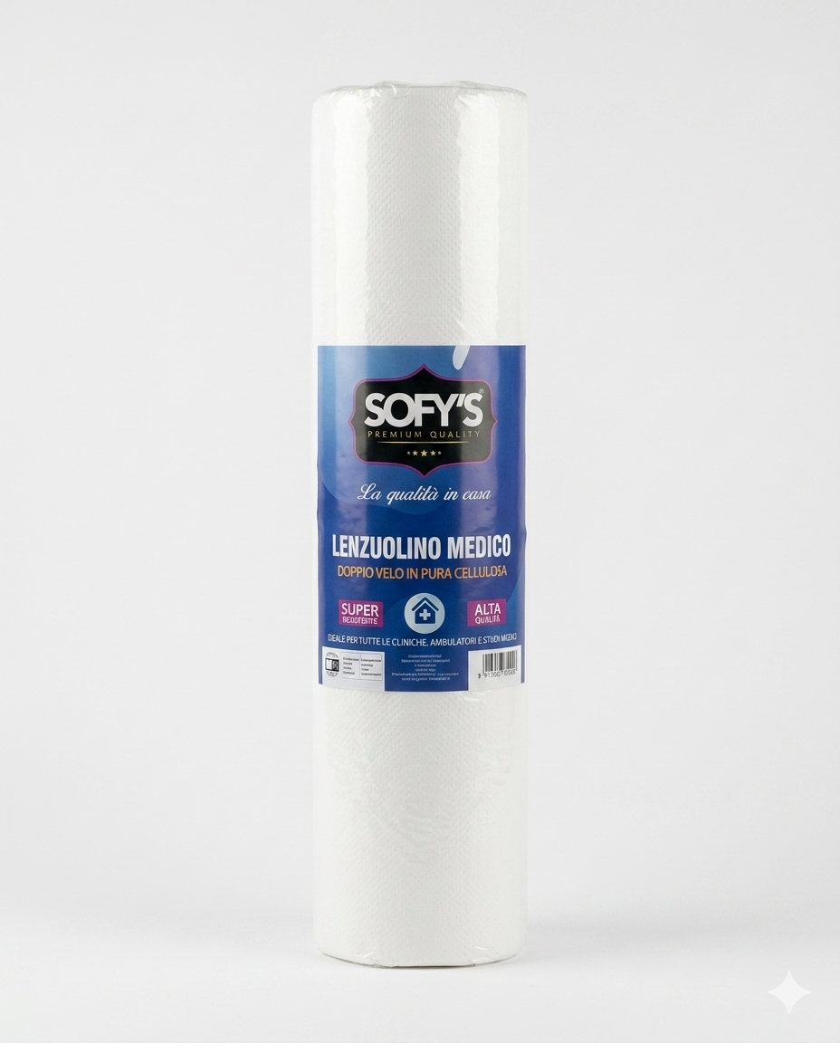 Sofy’s Rotolo Lenzuolino Medico Doppio Velo in Pura Cellulosa – Alta Qualità Super Resistente per Studi Medici e Cliniche