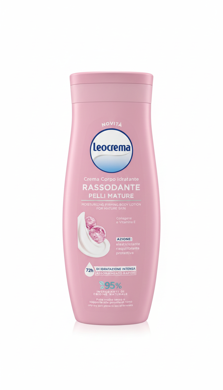 Leocrema Crema Corpo Fluida Rassodante Pelli Mature – Con Collagene e Vitamina E – Idratazione Intensa 72H – 250ml