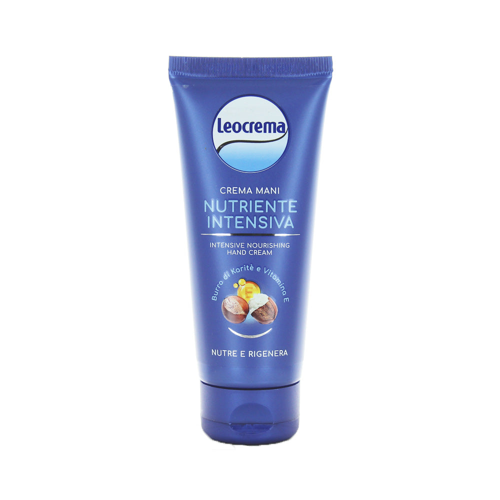 Leocrema Crema Mani Burro di Karitè Nutriente Intensiva 100ml | Azione Rigenerante con Vitamine E, F e Pantenolo | Per Mani Molto Secche | Formula Non Unge