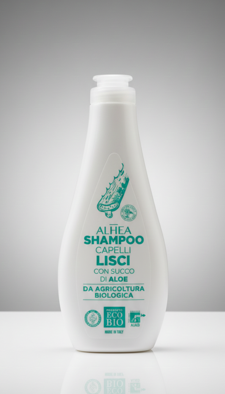 ALHEA Shampoo Capelli Lisci Eco Bio 250ml | Con Succo di Aloe Vera Biologica | Azione Districante e Idrante | Certificato AIAB e Vegan OK