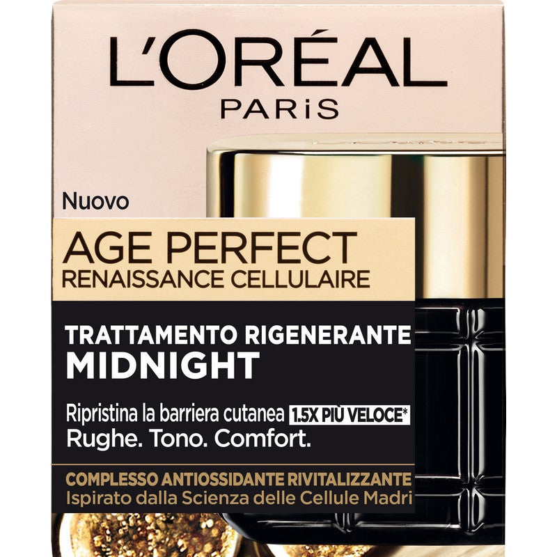 L'Oréal Paris Crema Notte Age Perfect Renaissance Cellulaire 50ml - Rigenerante, Riparazione Veloce, Anti-Rughe