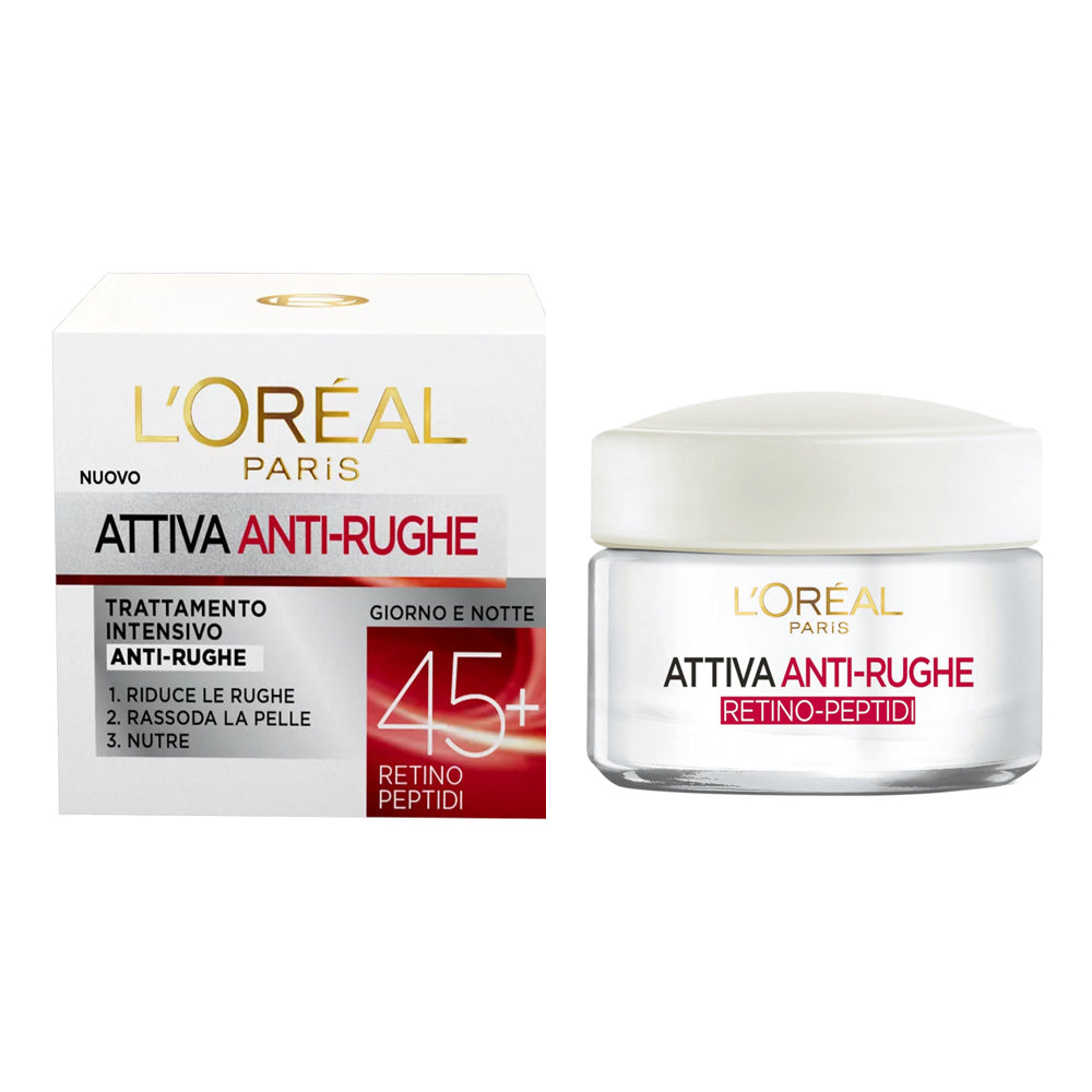 L'Oréal Wrinkle Expert 45+ Crema Giorno e Notte 50ml Retino-Peptidi – Azione Anti-Rughe Rassodante e Nutriente Intensiva