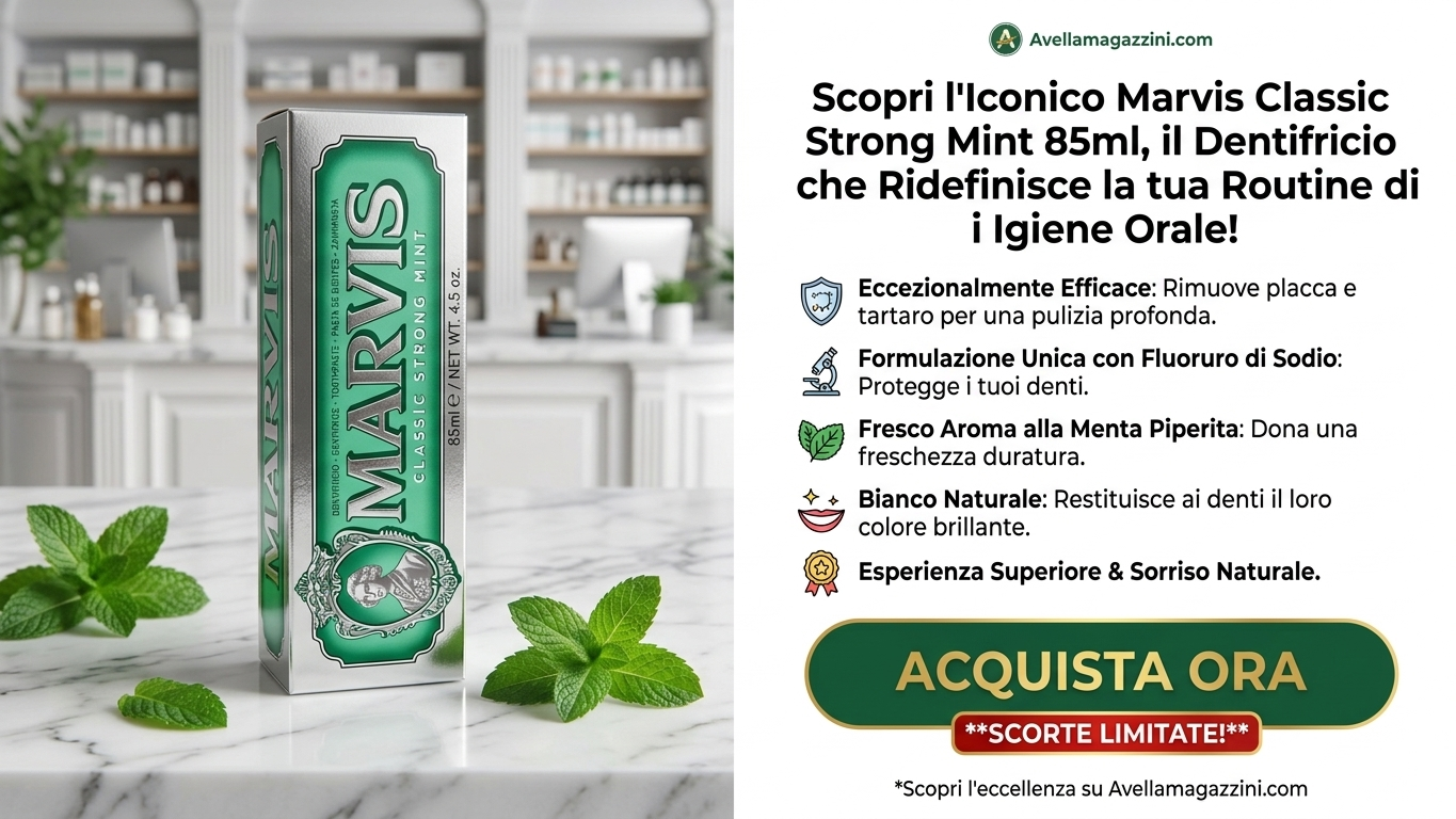 Marvis Classic Strong Mint 85ml | Dentifricio Menta Forte Anti-Placca e Tartaro | Denti Bianchi Naturali & Freschezza Intensa