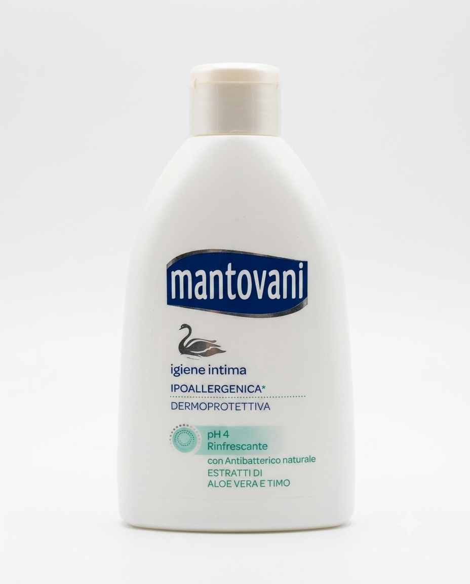 Mantovani detergente intimo pH 4 200ml aloe vera e timo antibatterico naturale protezione igiene intima