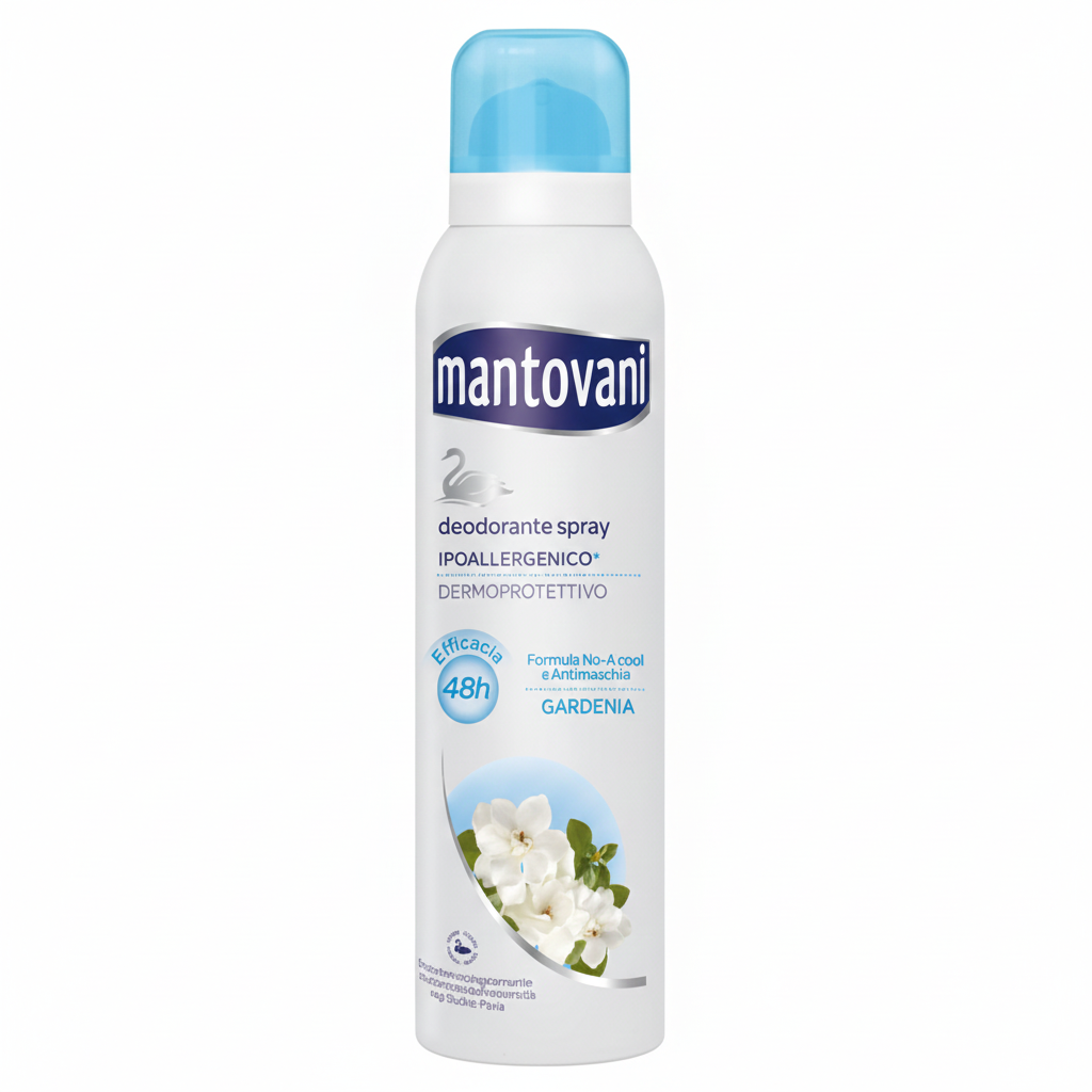 Mantovani Deodorante Spray Gardenia 150ml | Ipoallergenico & Dermo-Protettivo | Efficacia 48h No Alcool | Formula Antimacchia