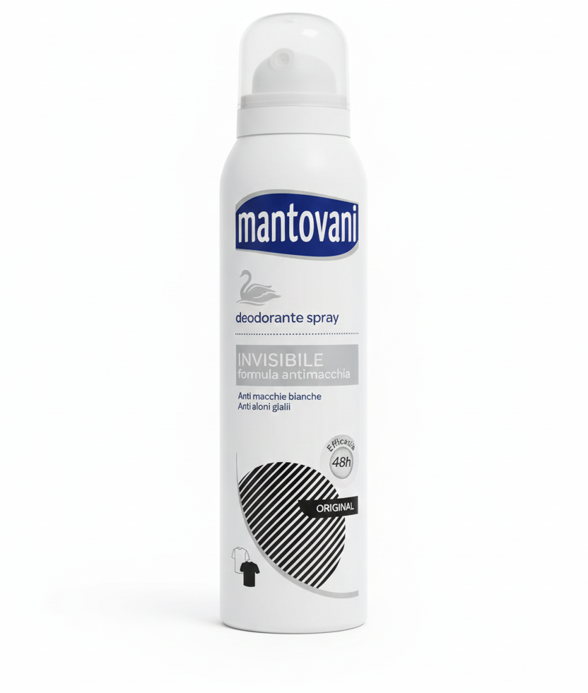 Mantovani Deodorante Spray Invisibile Original 150ml | Formula Antimacchia & Anti-Aloni | Protezione Dermo-Protettiva 48h
