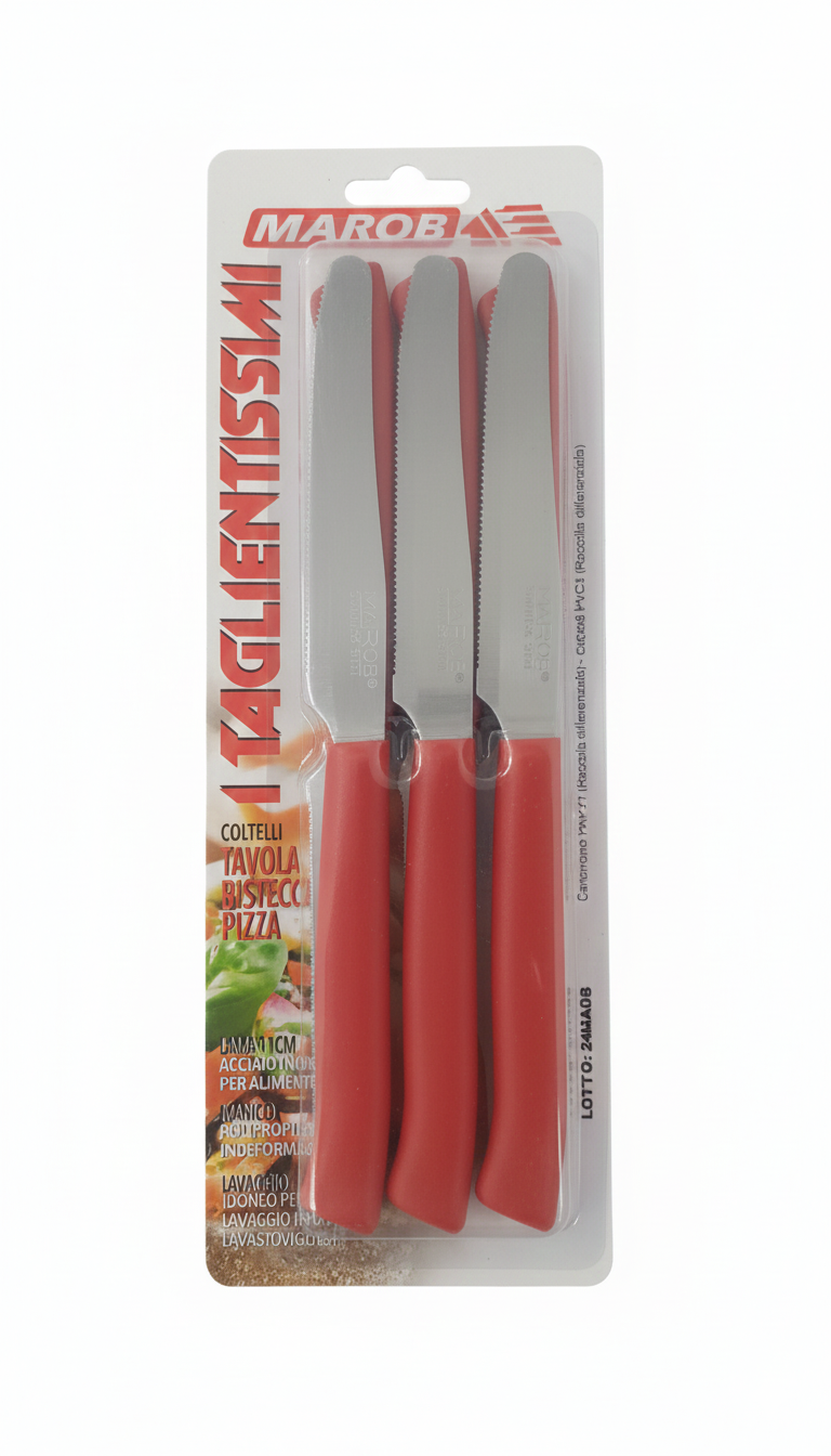 Marob Set 6 Coltelli da Tavola e Cucina | Lama in Acciaio Inox ad Alta Precisione | Manico Ergonomico Antiscivolo | Colori Assortiti | Ideale per Carne, Frutta e Verdura