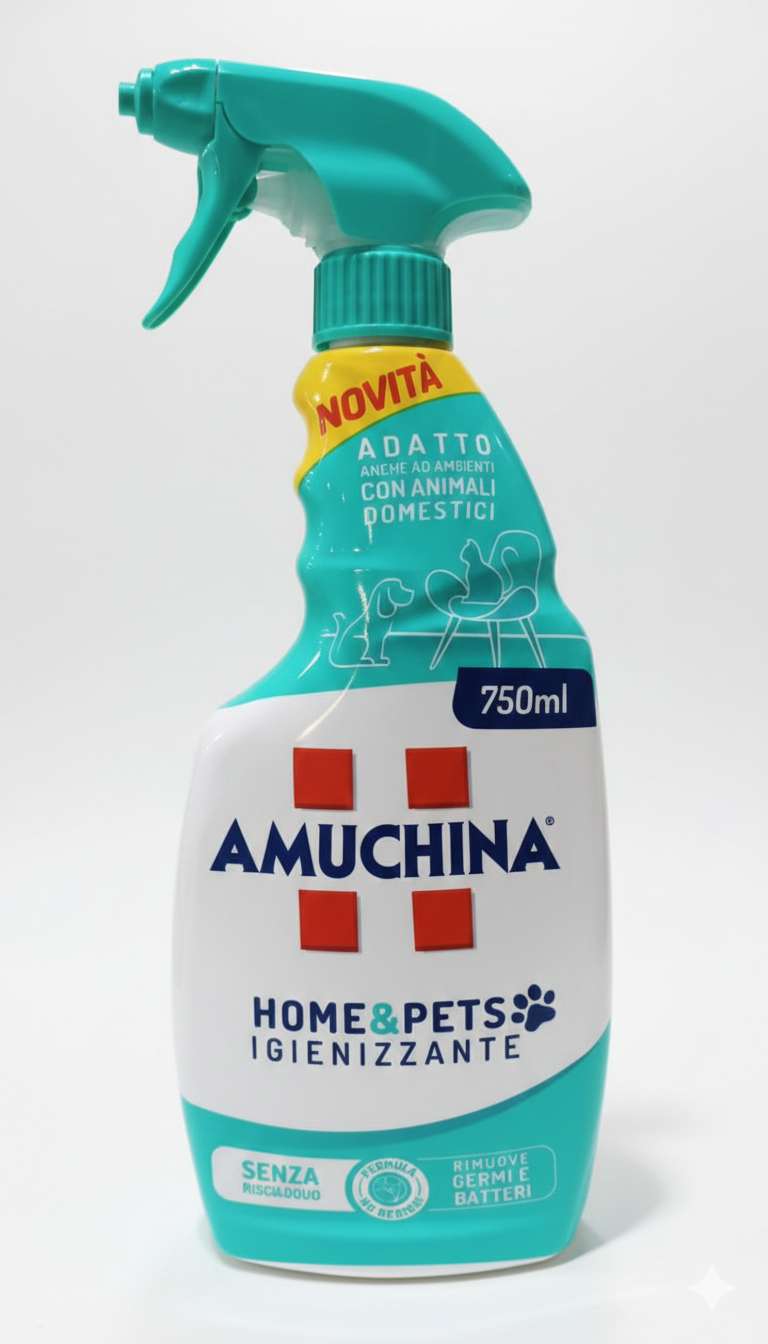 Amuchina Home & Pets – Igienizzante Spray Multi-Superficie 750ml – Sicuro per Animali