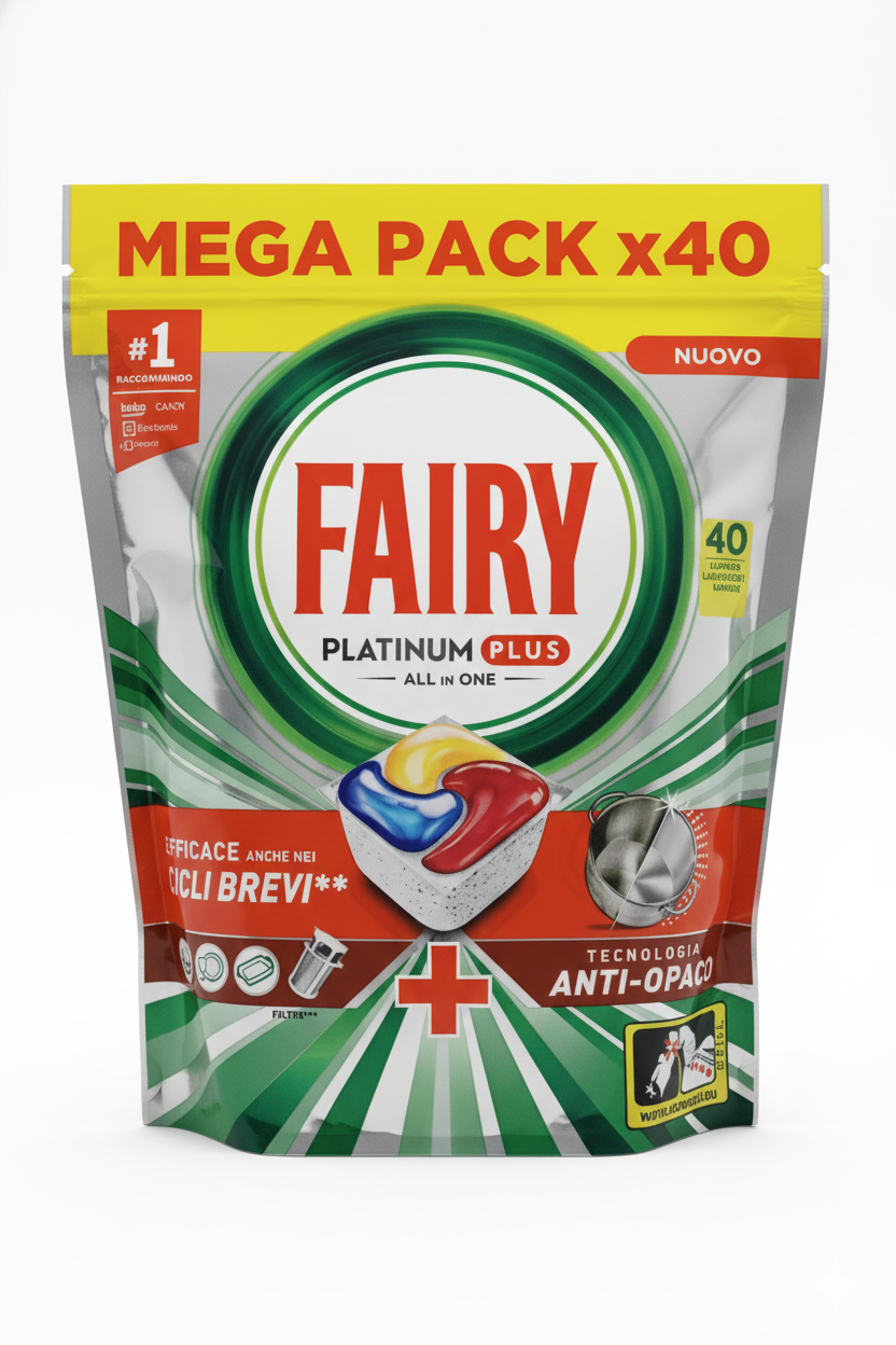 FAIRY PLATINUM PLUS Tutto in 1 Capsule Limone (40 Caps) Mega Pack | N.1 Raccomandato Produttori | Efficace anche nei Cicli Brevi** | Tecnologia Anti-Opaco | Formula NUOVA