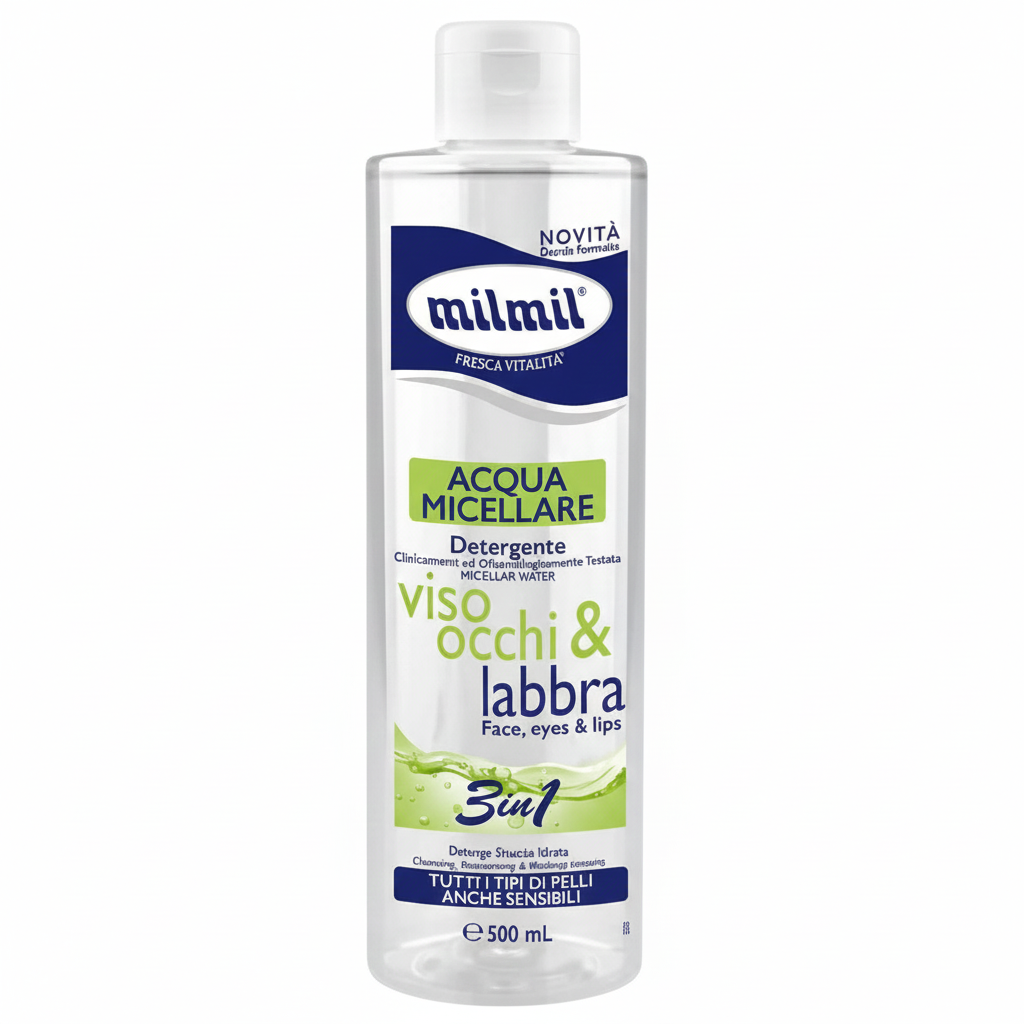 Mil Mil Acqua Micellare 3in1 500ml | Detergente, Struccante e Idratante | Per Pelli Sensibili | Testata Oftalmologicamente | Formula Non Oleosa