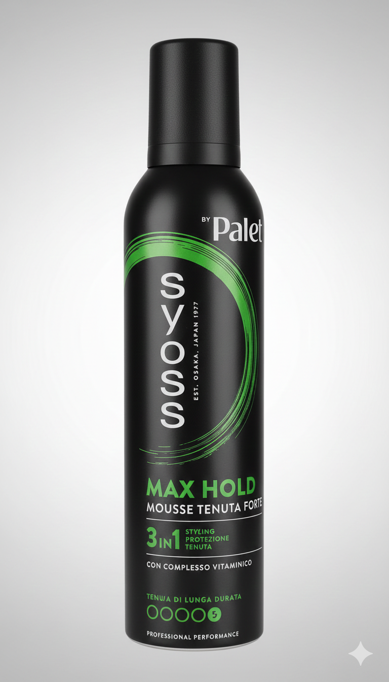 SYOSS by Palette Mousse Max Hold 250ml | Schiuma Tenuta Forte 3 in 1 | Styling, Protezione e Controllo 48h