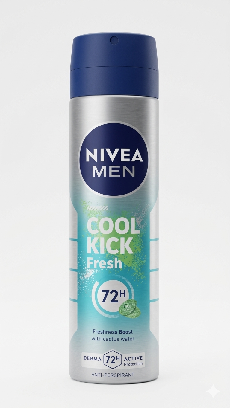 Nivea Men Cool Kick Fresh Deodorante Spray 150ml – Antitraspirante con Acqua di Cactus – Freschezza Immediata 0% Alcool